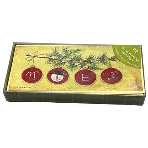 Christmas cards &amp; envelopes set of 16 ornament holiday paper red yellow READ